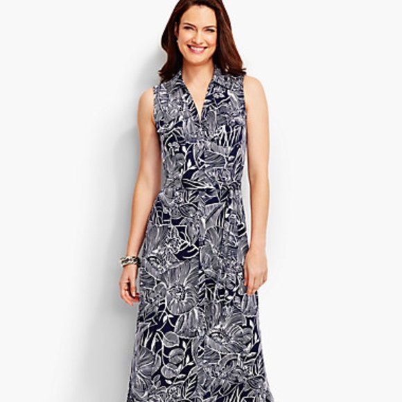 Talbots Dresses & Skirts - Talbots Maxi Ink Blue/White Petite Size XL